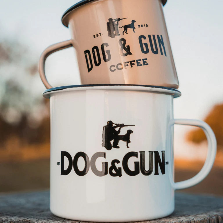 DOG & GUN ENAMEL MUGS