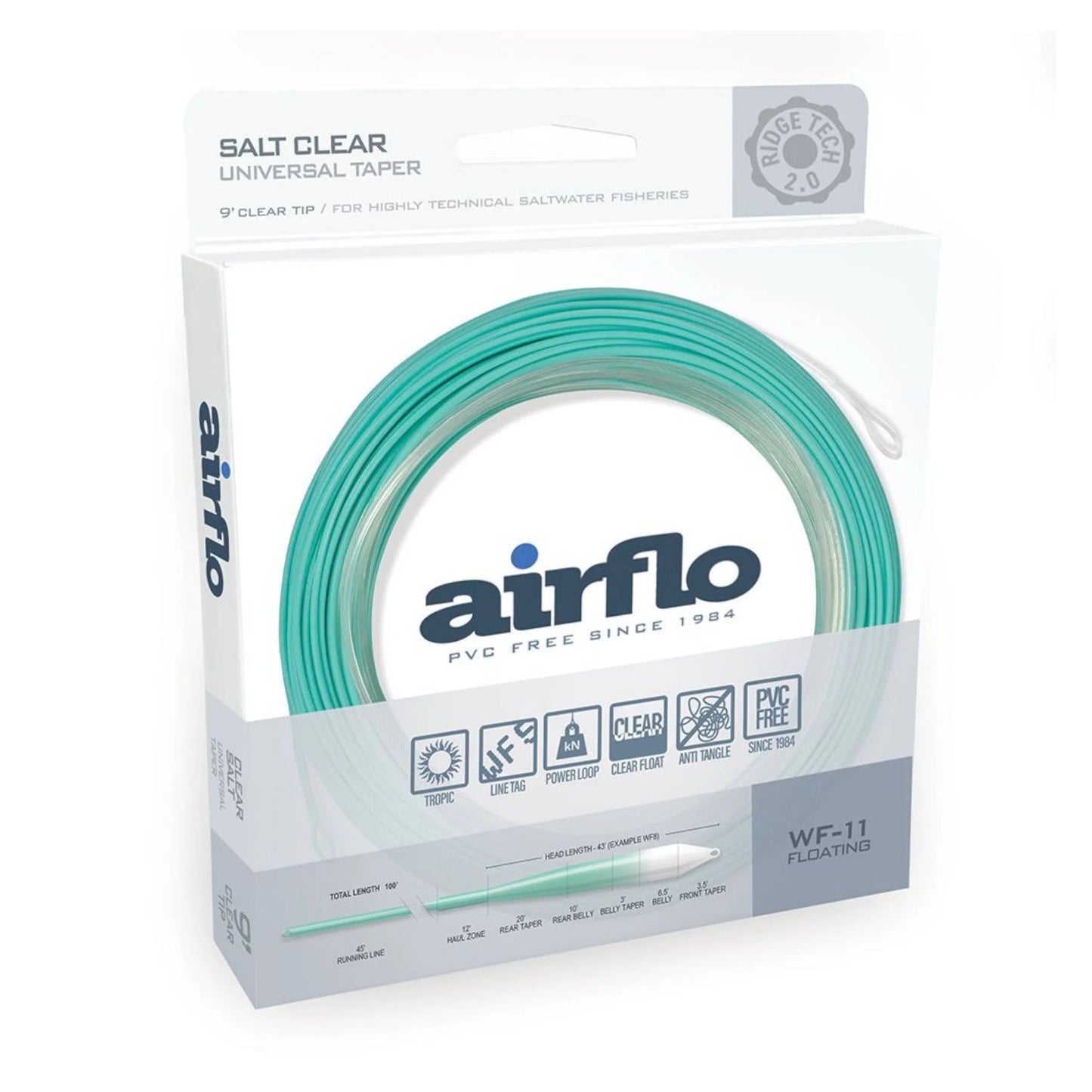 AIRFLO SUPERFLO RIDGE 2.0 FLATS UNIVERSAL TAPER 9' CLEAR TIP