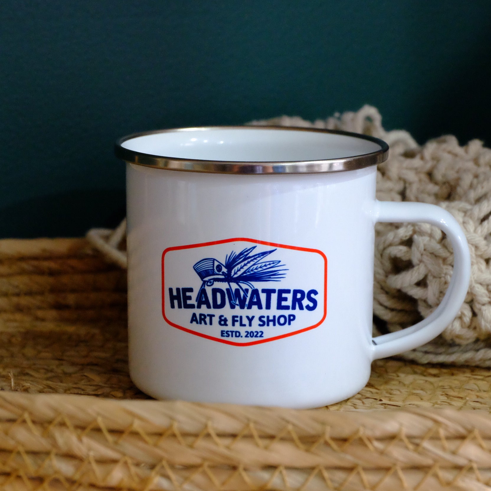 HW Enamel Logo Mug – Headwaters Art and Fly Shop