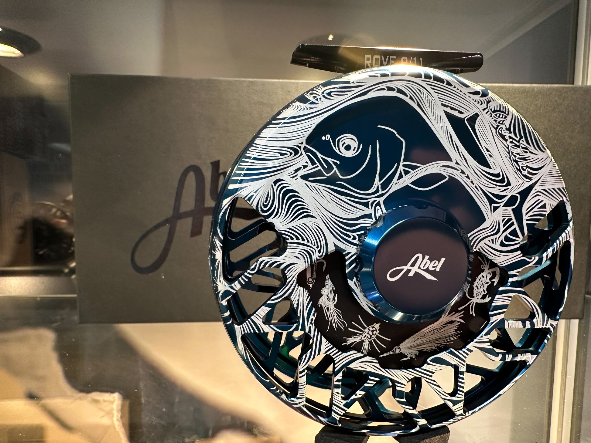 custom art fly reels ABEL ROVE 9/11 LARKO PERMIT DEEP BLUE CUSTOM FLY REEL – Headwaters Art and Fly Shop