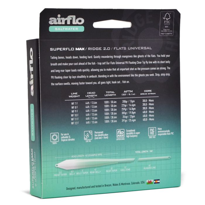 AIRFLO SUPERFLO RIDGE 2.0 FLATS UNIVERSAL TAPER | 9' CLEAR TIP
