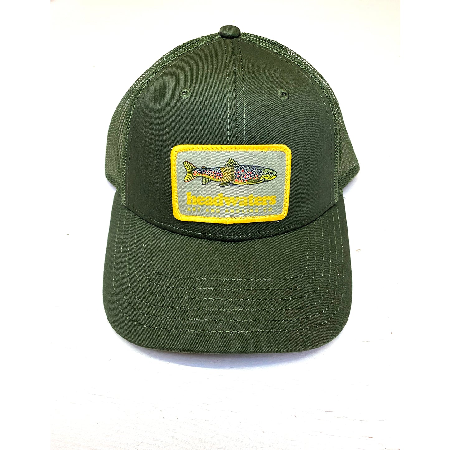 HW Icon High Country Brown Trout Trucker Cap - Army Green